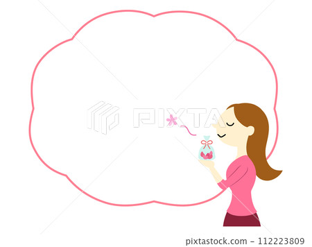 長髮享受香包香味的女人,有框,無主線 長髮享受香包香味的女人,有框,無主線 112223809