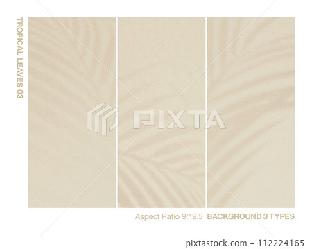 植物的影子。適合夏天的背景材料。 9:19.5 智慧型手機桌布素材3件套裝。 112224165