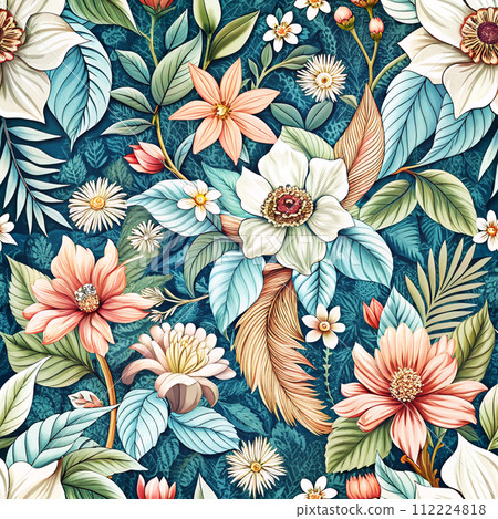 vintage stylized flowers on a blue background vintage stylized flowers on a blue background 112224818