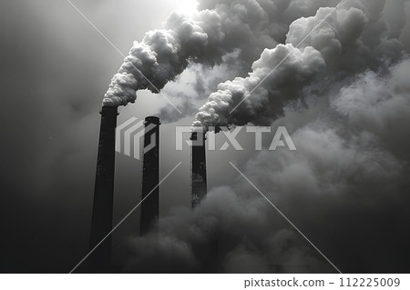 Industrial Smoke Stacks Spewing Smoke 112225009