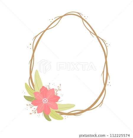 Easter egg with floral wreath. Vector illustration in a flat style. 112225574
