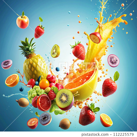 fresh fruits in water splash fresh fruits in water splash 112225579