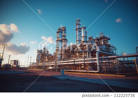 Industrial Powerhouse Oil Refinery Pipelines in the Process of Precision Oil and Gas Movement. created with Generative AI 112225738