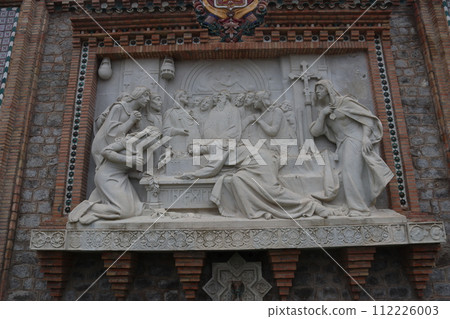 TERUEL, SPAIN Sculpture on the Oval Stairs monument in historic city Teruel 112226003