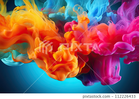 Vibrant Watercolor Fusion Colorful Mixed Liquid Splashes Creating a Captivating Banner Background in Water. created with Generative AI 112226433