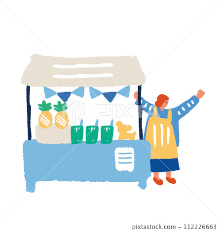 Flat and simple illustration of people enjoying the market 112226663