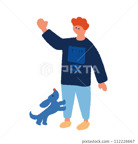 狗和人的平面和簡單插圖 狗和人的平面和簡單插圖 112226667