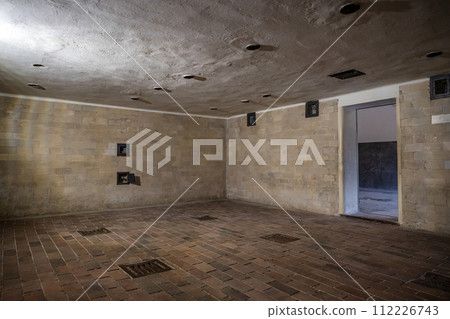 The inside of a gas chamber at Dachau Concentration Camp in Dachau, Germany The inside of a gas chamber at Dachau Concentration Camp in Dachau, Germany 112226743