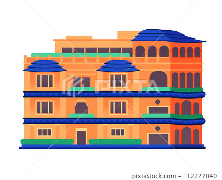 Pagoda House in Tel Aviv - modern flat design style single isolated image 112227040