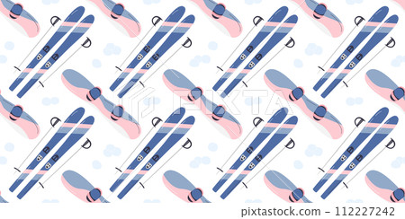 Ski and snowboard cross seamless pattern design 112227242