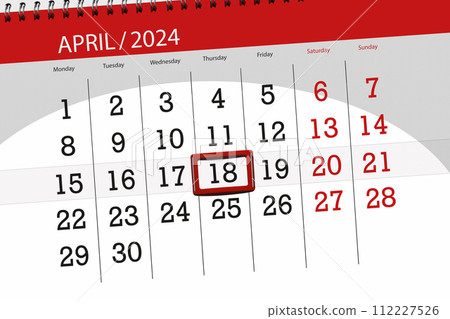 Calendar 2024, deadline, day, month, page, organizer, date, April, thursday, number 18 112227526