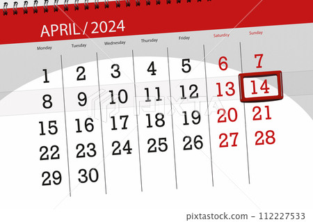 Calendar 2024, deadline, day, month, page, organizer, date, April, sunday, number 14 Calendar 2024, deadline, day, month, page, organizer, date, April, sunday, number 14 112227533