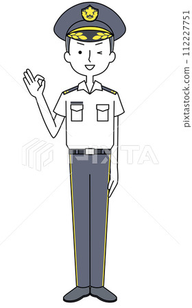 Okay sign illustration of Ground Self-Defense Force executive (summer uniform, short sleeves) 112227751