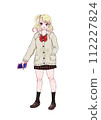 少女高中女生的全身彩色插畫 112227824
