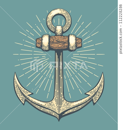 Engraving vintage ship anchor Engraving vintage ship anchor 112228286