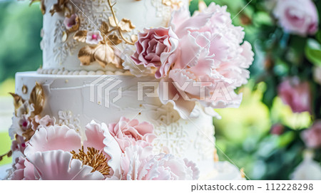 Wedding decoration with peonies, floral decor and event celebration, peony flowers and wedding ceremony in the garden, English country style 112228298
