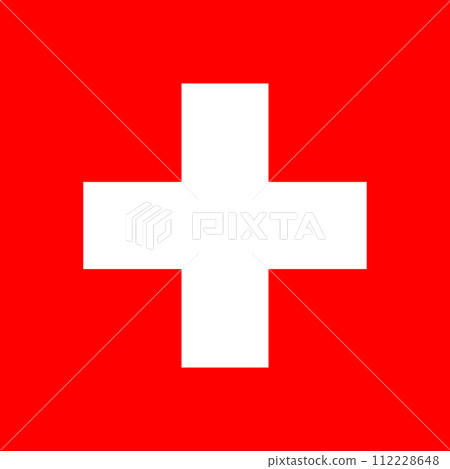 The official current flag of Swiss Confederation. State flag of Switzerland. Illustration. 112228648