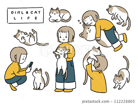 Cat and girl life set Cat and girl life set 112228803