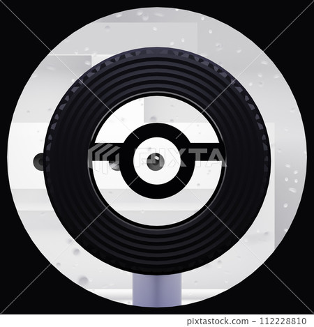 Biathlon shooting range 3d rendering. Aiming biathlon target through front sight 112228810