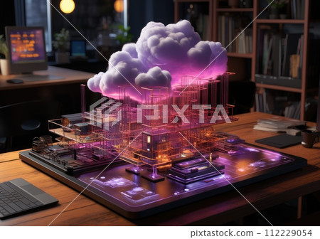 neon light showing cloud computing on tablet computer neon light showing cloud computing on tablet computer 112229054
