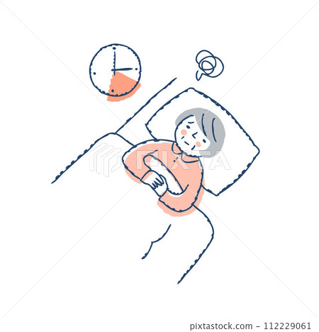 Senior woman who can't sleep and gets short sleep 112229061