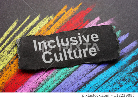 Inclusive culture concept. Colored stripes with chalk and a piece of paper. 112229095