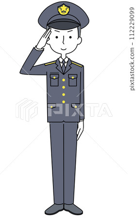 Saluting Ground Self-Defense Force Sergeant (Winter Uniform) Illustration 112229099