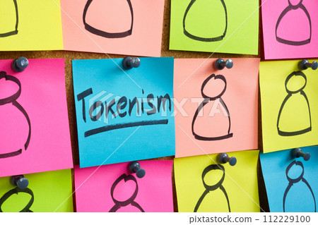 Attached stickers with shapes and note tokenism. Attached stickers with shapes and note tokenism. 112229100