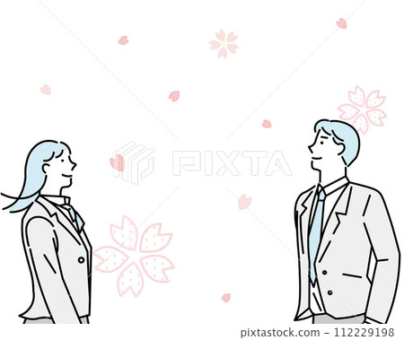 面向未來的男女學生-簡介-畢業或入學-人簡單向量插畫素材 112229198