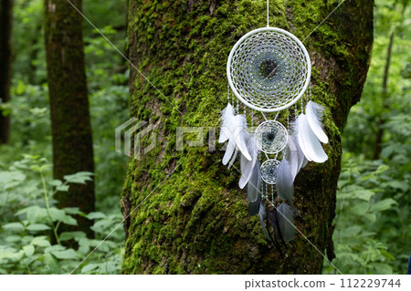 Handmade dream catcher with feathers threads and beads rope hanging Handmade dream catcher with feathers threads and beads rope hanging 112229744
