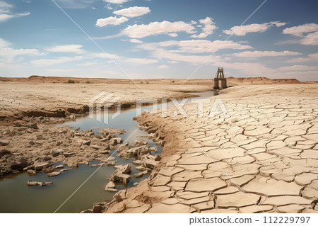 Drought-Affected Dry Riverbed Drought-Affected Dry Riverbed 112229797