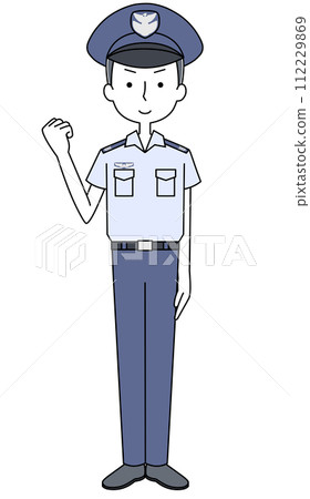 Guts pose illustration of Air Self-Defense Force sergeant (summer uniform, short sleeves) 112229869