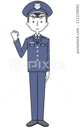 Illustration of Air Self-Defense Force executive (winter uniform) fist pumping Illustration of Air Self-Defense Force executive (winter uniform) fist pumping 112229895