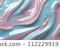 AI-generated content. Liquid hyaluronic gel blue and pink texture. Aging, skin care concept 112229919