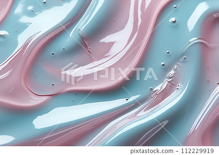 AI-generated content. Liquid hyaluronic gel blue and pink texture. Aging, skin care concept AI-generated content. Liquid hyaluronic gel blue and pink texture. Aging, skin care concept 112229919