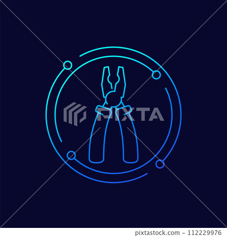Pliers icon, linear vector design 112229976
