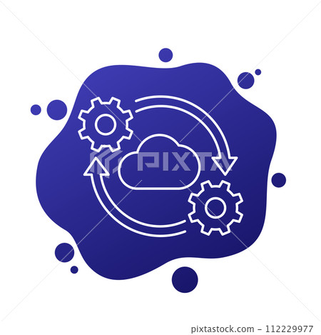 cloud computing line icon, vector 112229977