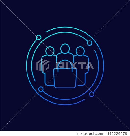 customers, buyers icon, linear design 112229978