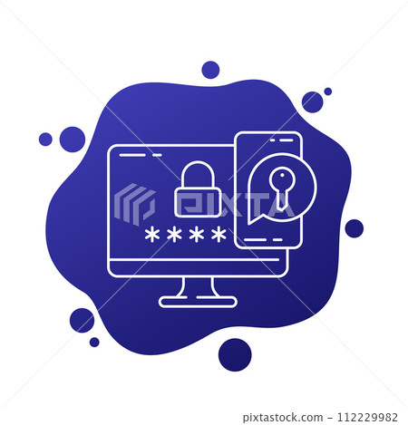 two factor authentication line icon, vector 112229982