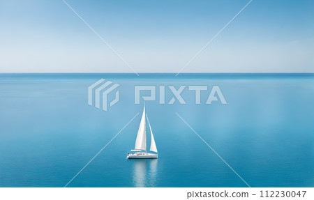 Azure ocean sailboat scene 112230047