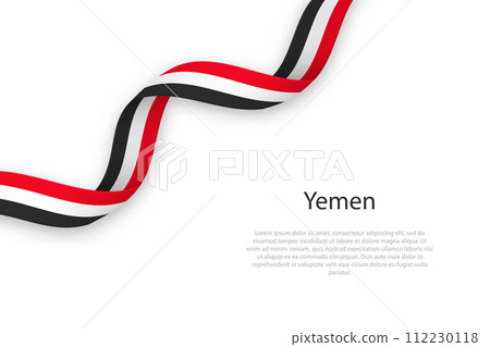 Waving ribbon with flag of Yemen 112230118