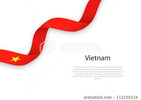 Waving ribbon with flag of Vietnam 112230119