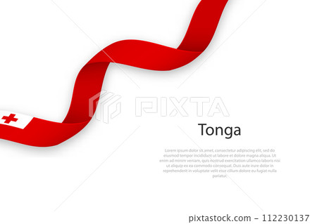 Waving ribbon with flag of Tonga Waving ribbon with flag of Tonga 112230137