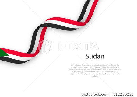 Waving ribbon with flag of Sudan Waving ribbon with flag of Sudan 112230235