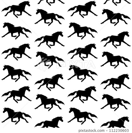 Vector seamless pattern of black trotter horse Vector seamless pattern of black trotter horse 112230603