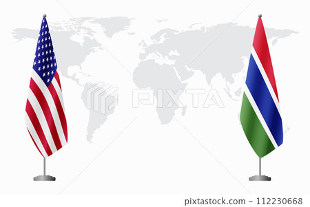 United States and Gambia flags for official meeting 112230668