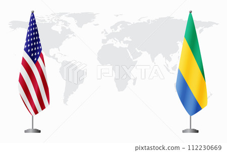 United States and Gabon flags for official meeting 112230669