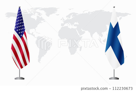 United States and Finland flags for official meeting United States and Finland flags for official meeting 112230673