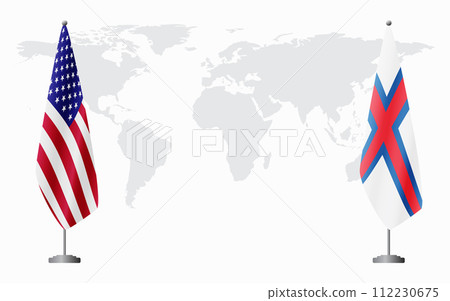United States and Faroe Islands flags for official meeting United States and Faroe Islands flags for official meeting 112230675