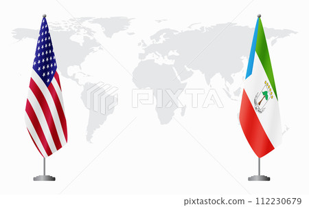 United States and Equatorial Guinea flags for official meeting 112230679